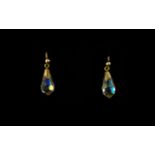 9ct Gold And Austrian Crystal Set Drop Earrings Wired for pierced ears,