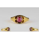 Victorian Period 18ct Gold Nice Quality Single Stone Ruby Ring - gypsy setting.