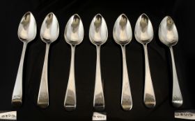 George III Thomas Wallis II Set of 7 ( Seven ) Silver Teaspoons.