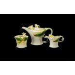 Graff Porcelain Three Piece Arum Lily Design Tea Service Each boxed and marked to base,