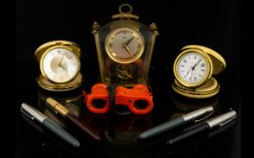 A Mixed Lot Of Clocks And Collectibles Comprising four Parker 51 fountain pens - each in as found