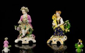 Derby - Very Fine Pair of Hand Painted Porcelain Figures From The Derby Factory,