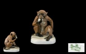 Rosenthal Early Porcelain Monkey Figure by Ferdinand Lieberman. c.1920's.