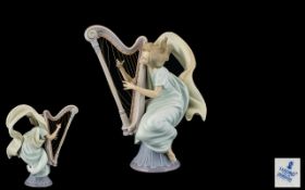 Lladro Impressive and Large Figurine ' The Harpist ' Model No 6312, Sculptor Jose Puche.