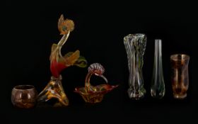 A Collection of Decorative Glassware to include a large glass colourful cockeral 15" tall,