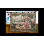 A Machine Woven Tapestry Wall Hanging Tab top jacquard wall hanging depicting medieval hunting