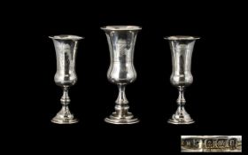 Edwardian Period Judaica - Pair of Sterling Silver Kiddish Cups of Small Proportions.