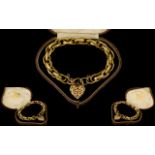Antique Period - Fine Quality and Very Ornate 9ct Gold Bracelet, with Attached Quality Heart