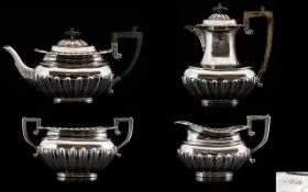 Late Victorian Period Good Quality Solid Silver 4 Piece Tea / Coffee Service of Excellent