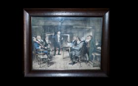 Framed Print Heightened With White After Walter Dendy Sadler Depicting A Group Of Georgian Gentlemen