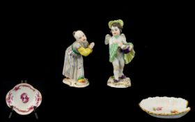 Meissen 19th Century Unusual Small Hand Painted Porcelain Figure of a Winged Fairy with Meissen