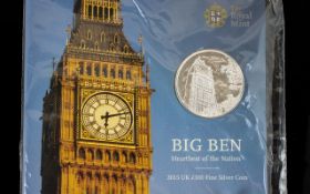 United Kingdom Fine Silver Big Ben £100.00 Coin, Struck to Mint / Uncirculated Standard.