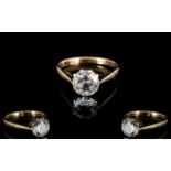 A 9ct Yellow Gold And CZ Set Solitaire Ring Marked 9ct to shank and set with large central faceted