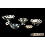 A Small Collection of Hallmarked Silver Dishes / Bowls - of small form, various sizes/shapes.