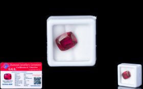 Natural Ruby Loose Gemstone With GGL Certificate/Report Stating The Ruby To Be 9.75cts Cushion