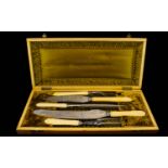 Antique Period Christopher Johnson & Co Sheffield Top Quality Five Piece Bone Handle and Stainless