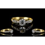 18ct Gold and Platinum CZ Set Ring,