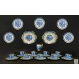 Windsor China Blue and White Teaset comprising 12 cups, saucers and side plates, milk jug,