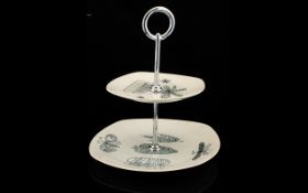 Midwinter 'Nature Study` 2 Tier Cake Stand. Attractive and decorative cake stand with two-tiers,