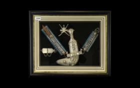 A Box Frame Containing A Middle Eastern Dagger And Acoutrements Contemporary box frame montage