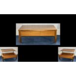 Parker Knoll 1970's Coffee Table With Integral Storage Teak hinged cantilevered top with central