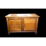 Golden Oak Coffer - early 20th century panelled bedding box comprising hinged lid,