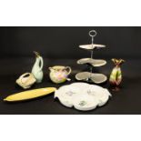 A Mixed Collection Of Early 20th Century Ceramics Seven items in total to include lustre ware cake