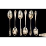 Edwardian Period Boxed Set of Six Silver Teaspoons. Hallmark Sheffield 1907.