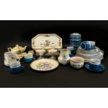 A Mixed Collection of Ceramics to include modern blue and patterned dinner set, Crown Ducal teapot,