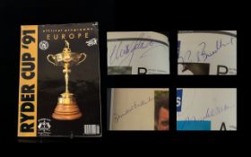 Ryder Cup Golf Autographs in Programme (1991 - USA). Contains 16 signatures including Seve