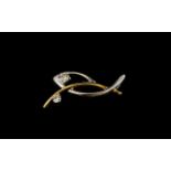 9ct Gold And Diamond Two Tone Pendant Set with two round modern brilliant cut diamonds,