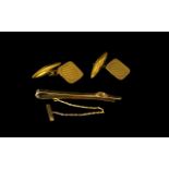 Gentleman's - Superb Quality Pair of 9ct Gold Cufflinks with Matching 9ct Gold Tie Clip, Very