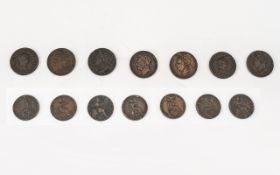 A Good Collection of George III - George I Farthings - (7) in total. 1. Date 1822 2. Date 1806, 3.