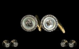 A Pair Of 9ct Gold Mother Of Pearl And D