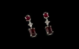 Ruby and Cambodian Zircon Drop Earrings,