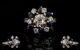 18ct White Gold Diamond And Sapphire Clu