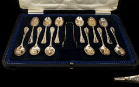 George V Deluxe Boxed Silver Set of 12 T