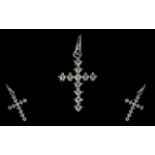 A 9ct White Gold Diamond Cross Set with