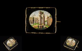 19th Century Micro Mosaic Brooch Depicti