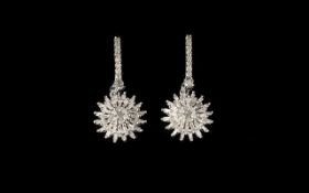 Diamond 'Sunflower' Drop Earrings, each