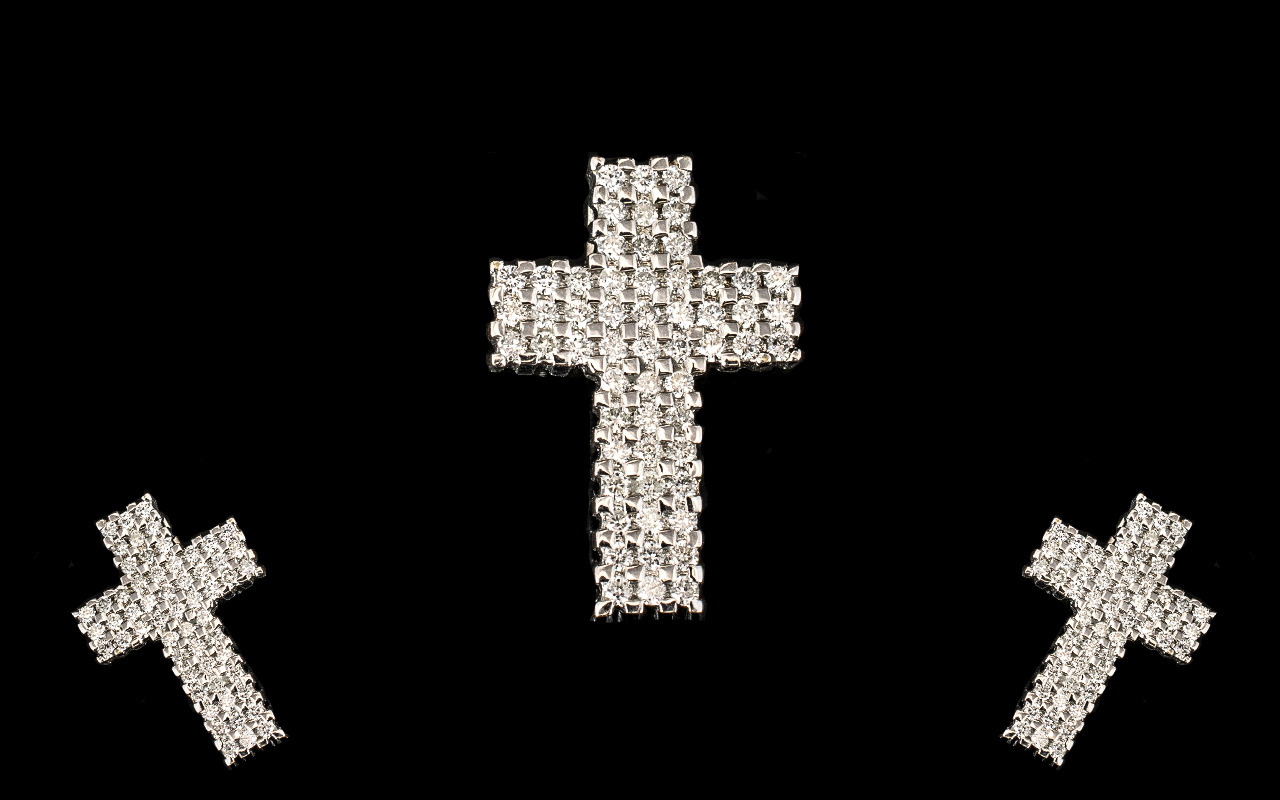 A 9ct White Gold Diamond Cross Set with