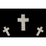 A 9ct White Gold Diamond Cross Set with