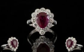 18ct White Gold Superb Pear Shaped Ruby