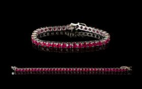 Ruby Tennis Bracelet, 50 round cut rubie
