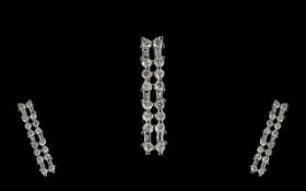 9ct Gold Diamond Set Baguette Pendant Set with two rows of round brilliant and baguette cut