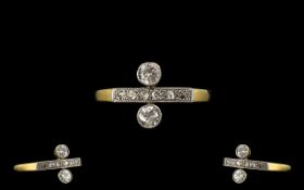 Edwardian Period Exquisite / Well Designed 18ct Gold and Platinum Diamond Set Ring,