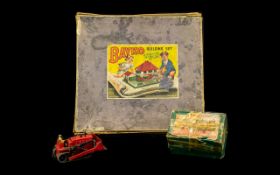 Vintage Bayko Building Set together with Dinky super toys. Please see accompanying image.