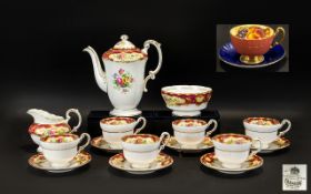 Paragon 'Pompadour' Coffee Service comprising Coffee Pot, 6 Coffee Cups and Saucers,