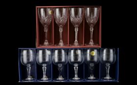 LEAD CRYSTAL BOXED FRENCH WINE GLASSES.