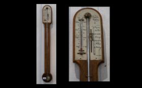 Comilli Holburn Stick Barometer - mahogany cased with silvered dial. Missing cover to base.